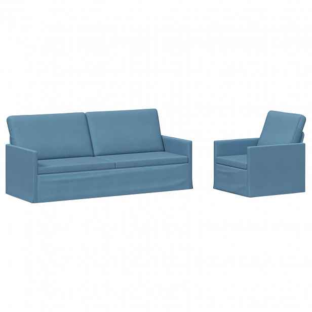 vidaXL Set pohovek 2 pcs Modrá Žebrovaná látka