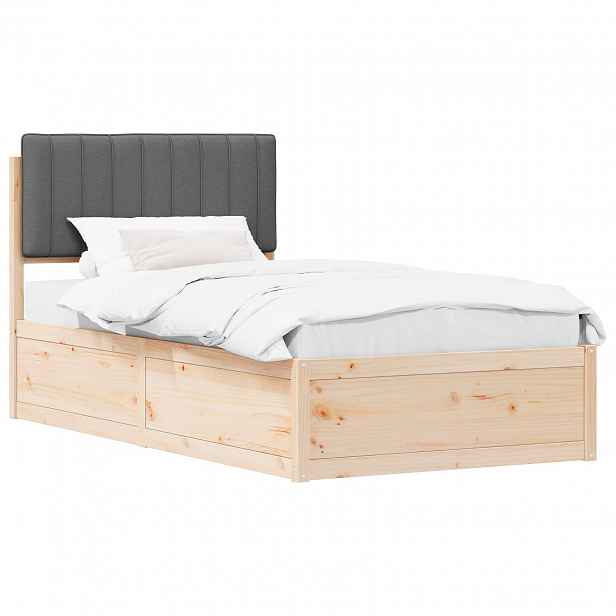 vidaXL Rám postele s čalouněným čelem s čelo Tmavě šedá 100 x 200 cm