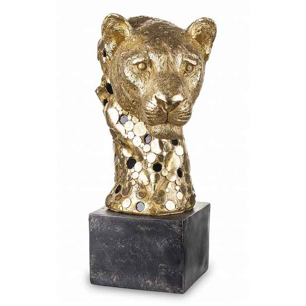 Figurka Leopard hlava zlatá černá dekorace