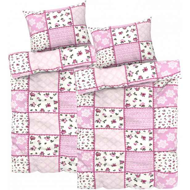 Livarno Home Sada ložního povlečení, 140 x 200 cm, 70 x 90 cm, patchwork, 2dílná