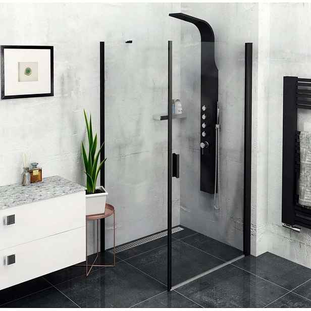 Polysan Zoom Black - Sprchový kout 90x80 cm, L/P varianta, Antidrop, čiré sklo/matná černá ZL1290BZL3280B