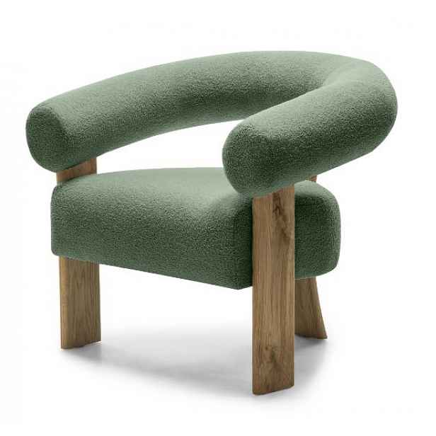 Tmavě zelené designové křeslo KOKEI, dub