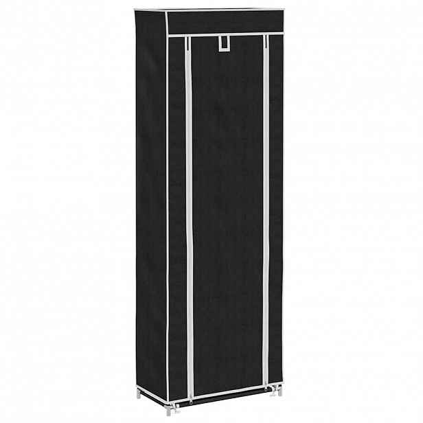 vidaXL Látkový botník s dvířky - 57 x 29 x 162 cm - černý