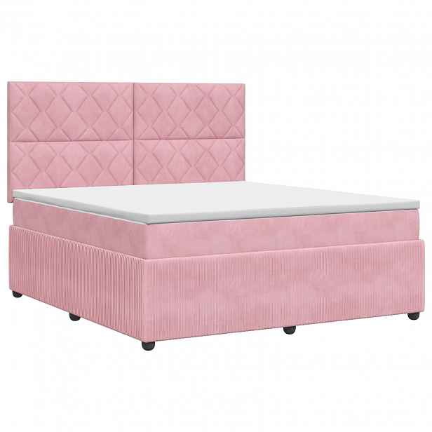 vidaXL Postel boxspring s matrací s čelo Růžová 140 x 200 cm Samet