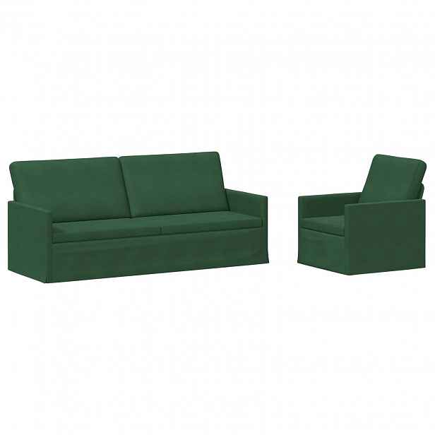 vidaXL Set pohovek 2 pcs Jungle Green Žebrovaná látka