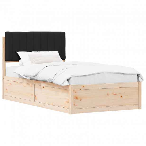 vidaXL Rám postele s čalouněným čelem s čelo Černá 100 x 200 cm