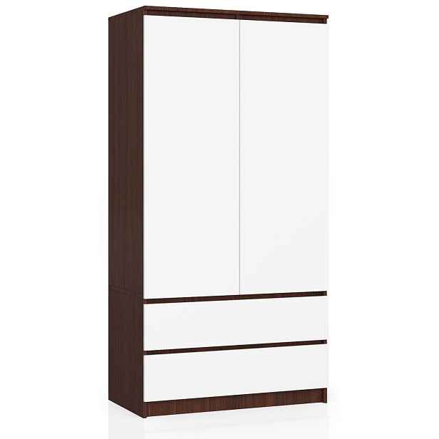 Ak furniture Šatní skříň Star 90 cm wenge/bílá