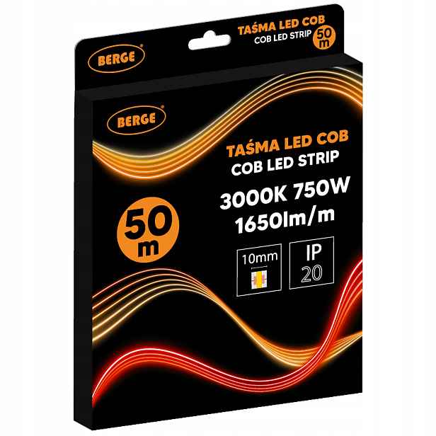 Led páska Cob Neon 12V 50 m Velká role 528 diod 15W 1650lm 3000K Teplá 10mm