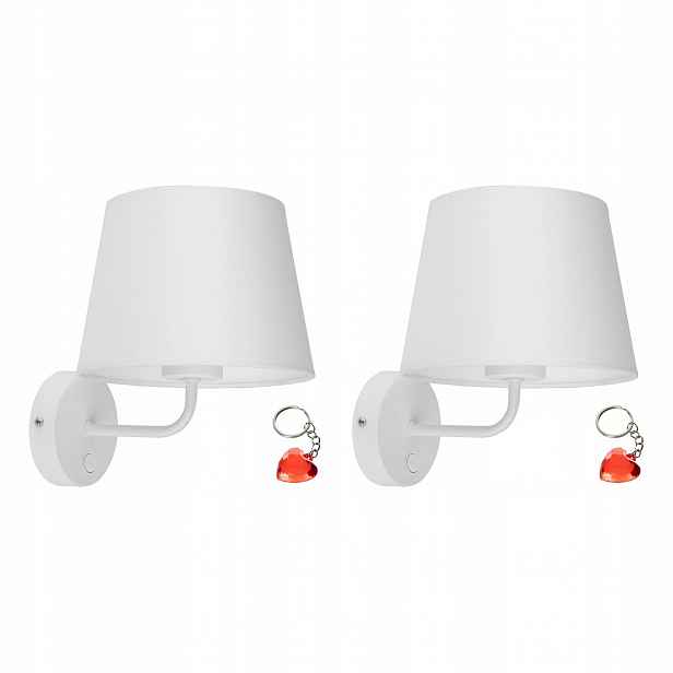 Tk Lighting Sada 2 x nástěnných svítidel Svítidlo Bílá kovová tkanina