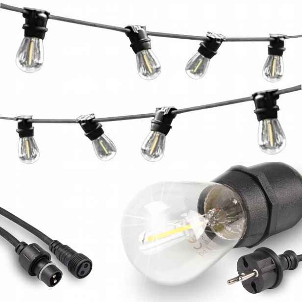 Zahradní girlanda světelný řetěz lampy E27 230V 20 m 20 x Led