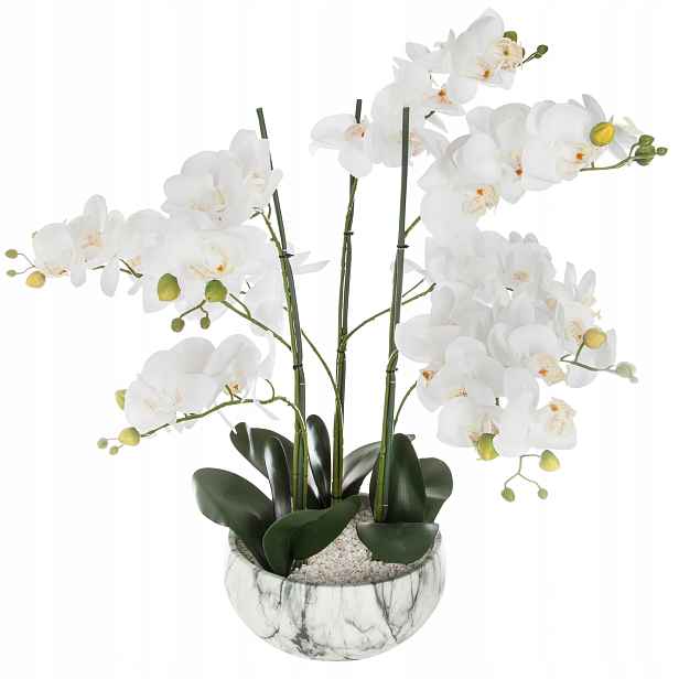 Umělá Orchidej 65 CM V Cementově-mramorovém Květináči, Dekorace Interiéru