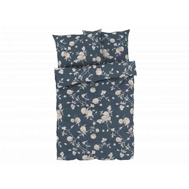 Livarno Home Ložní povlečení z mikrovláknitého saténu, 200 x 220 cm, 70 x 90 cm (navy modrá)