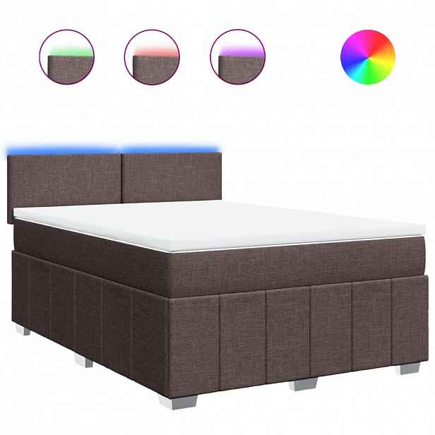 vidaXL Box spring postel s matrací tmavě hnědá 140x200 cm textil