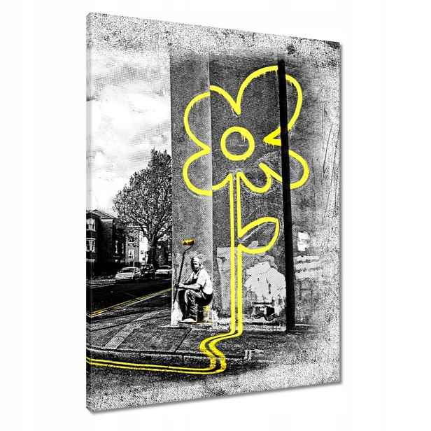 Obrazy 60x80 Banksy žlutý květ