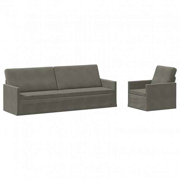 vidaXL Set pohovek 2 pcs Světle šedá Žebrovaná látka