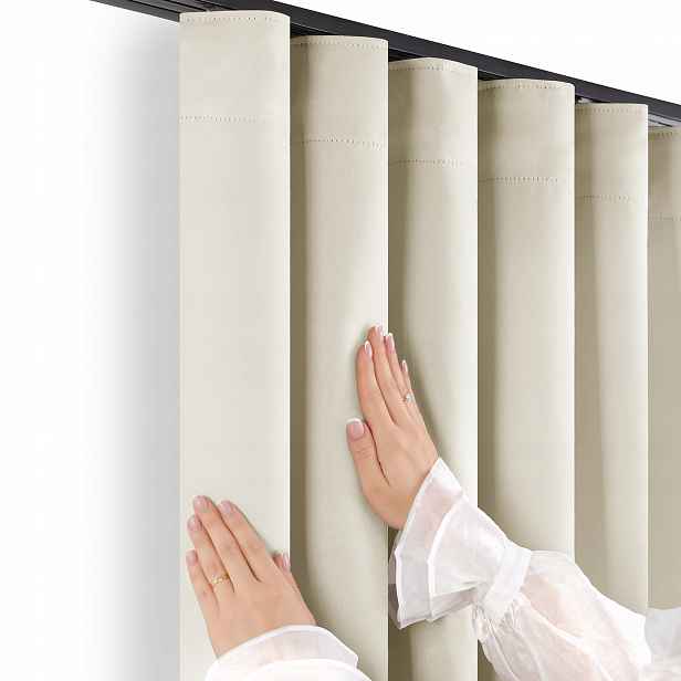 Filumi Záclony na pásce vlna 95% blackout hustá vazba světle béžová 140x350