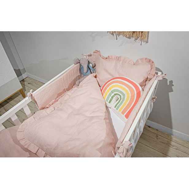 Lněné povlečení do postýlky DUSTY PINK, vel. M