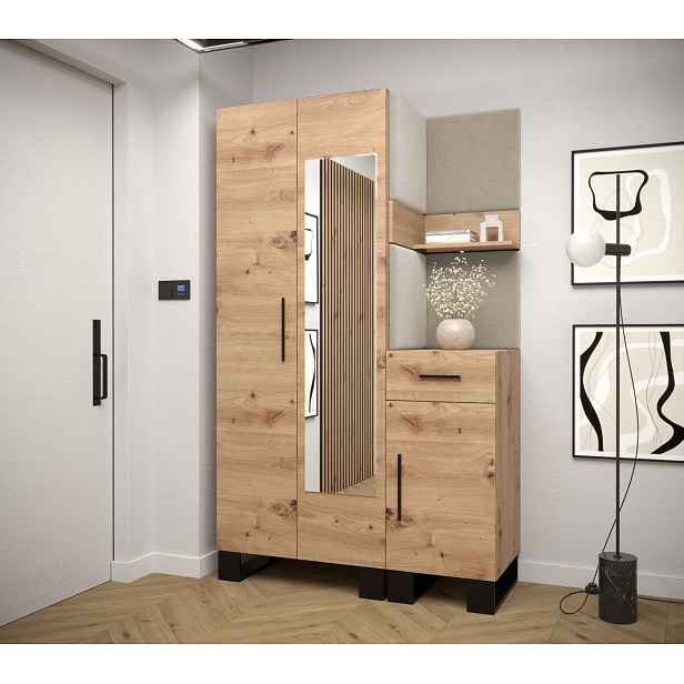 Předsíňová sestava RUMIE 16 - dub artisan, béžové panely