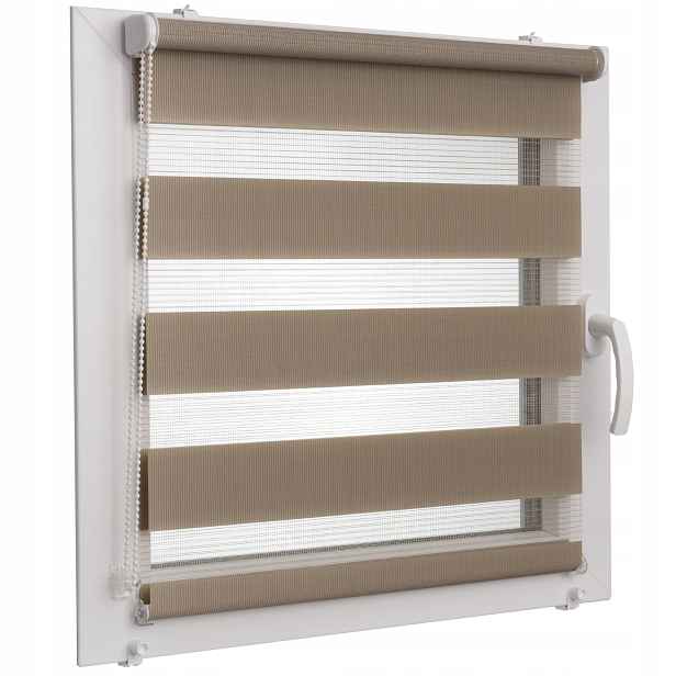 Roleta Den A Noc Na Míru 150 x 150 cm Béžová Káva S Mlékem