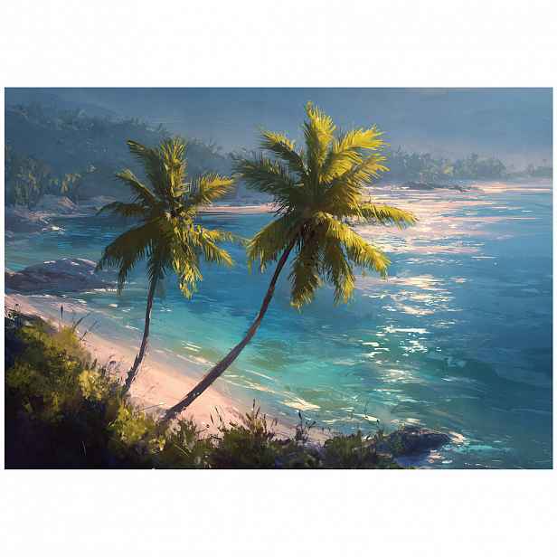Wallarena FOTOTAPETA Palm Tree Beach Blue 350x250 cm