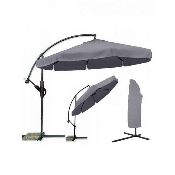 Zahradní skládací slunečník LEVI 300 cm, šedý + obal zdarma