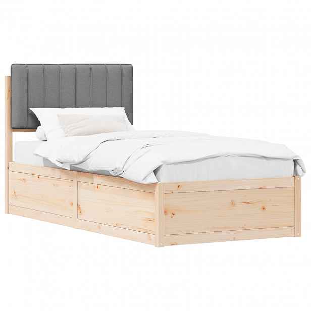 vidaXL Rám postele s čalouněným čelem s čelo Světle šedá 90 x 200 cm