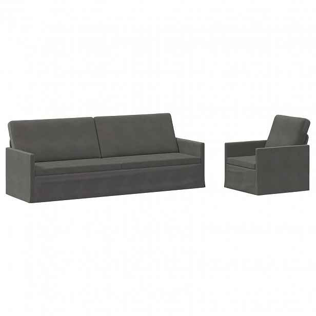 vidaXL Set pohovek 2 pcs Tmavě šedá Žebrovaná látka