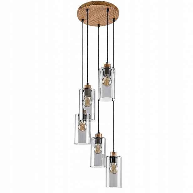 Kouřová pětibodová závěsná lampa do obývacího pokoje