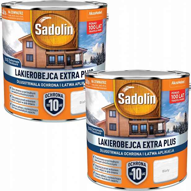 Set Sadolin Extra Plus 2x2,5L Ochranný Lak Na Dřevo Bílý 5L
