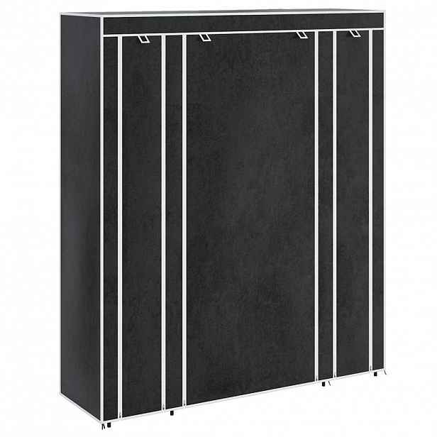 vidaXL Látková šatní skříň s přihrádkami a tyčemi 45x150x176 cm černá