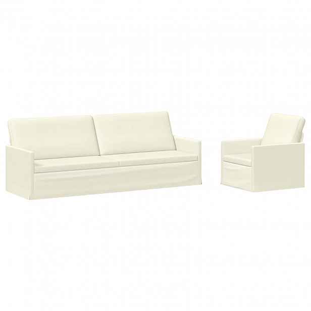 vidaXL Set pohovek 2 pcs Krémová Žebrovaná látka