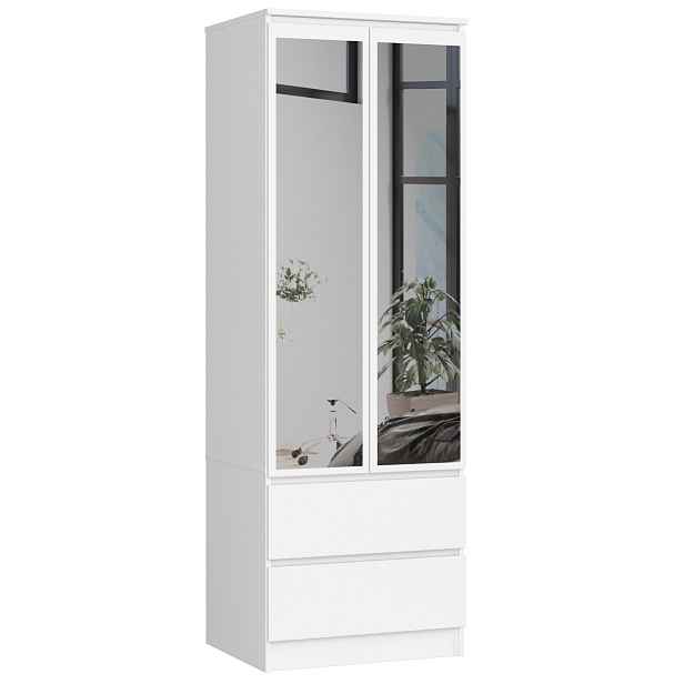 Ak furniture Šatní skříň Star se zrcadlem 60 cm bílá