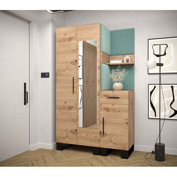 Předsíňová sestava RUMIE 16 - dub artisan, mátové panely