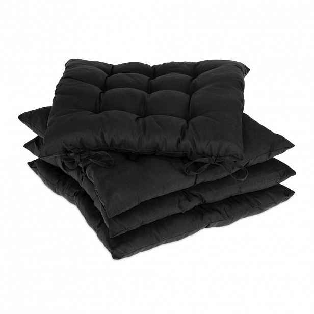 Relaxdays PODSEDÁK Černý 4-ks set se šňůrkami 38x38 cm