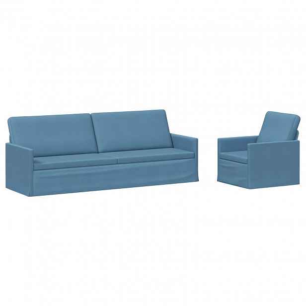 vidaXL Set pohovek 2 pcs Modrá Žebrovaná látka
