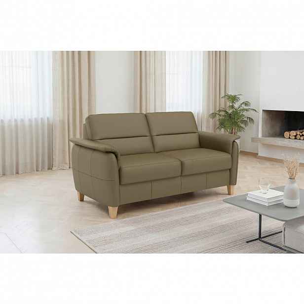 Sit & More TŘÍMÍSTNÁ POHOVKA, olivově zelená, pravá kůže
