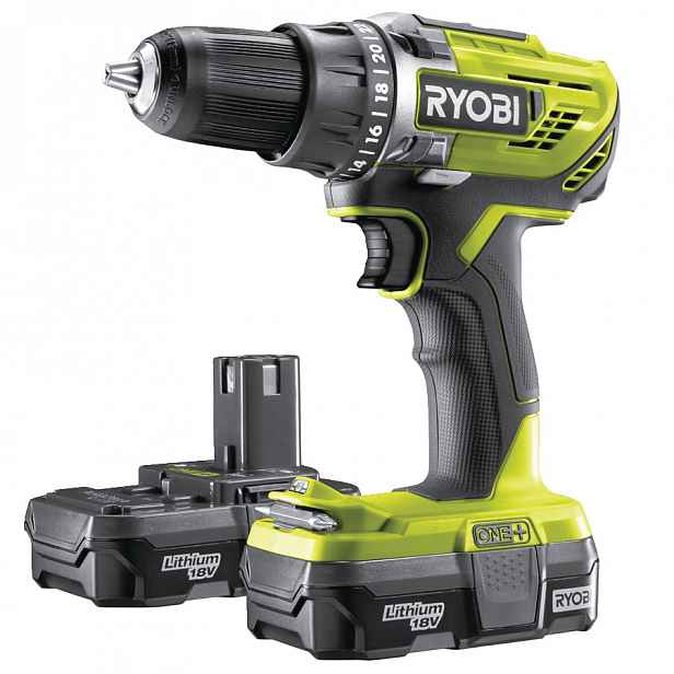 Aku vrtací šroubovák Ryobi R18DD3-213S 18 V s akumulátorem a nabíječkou