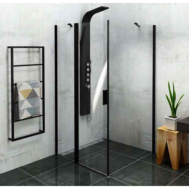 Polysan Zoom Black - Sprchový kout 100x100 cm, L/P varianta, Antidrop, čiré sklo/matná černá ZL1310BZL3210B