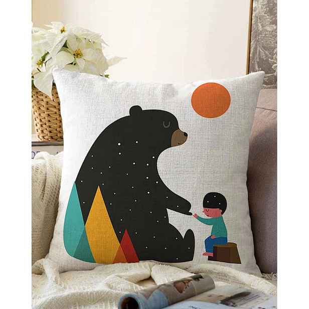 Povlak na polštář s příměsí bavlny Minimalist Cushion Covers Bear, 55 x 55 cm