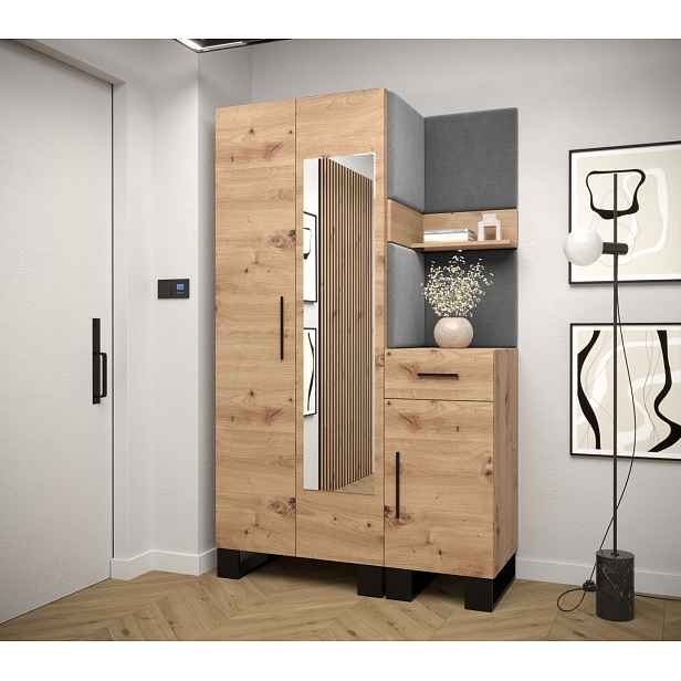 Předsíňová sestava RUMIE 16 - dub artisan, šedé panely