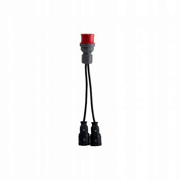 Redukce silová zástrčka 16A/5P +2x Ow 3x1,5mm2 0,25m +2x gumová zásuvka