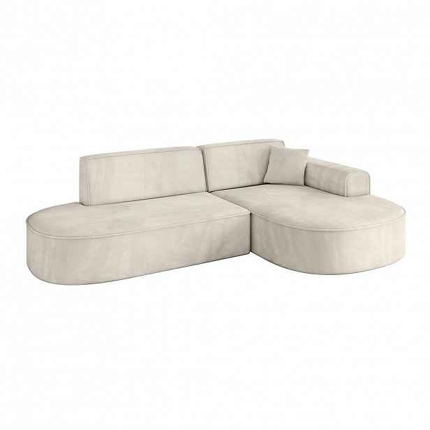 ALTDECOR ROHOVÁ SEDACÍ SOUPRAVA s otomanem vpravo MARI-L1 – 243 × 171 × 79 cm, ecru, velur