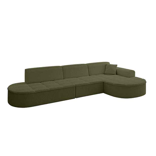 ALTDECOR ROHOVÁ SEDAČKA s otomanem, pravá TARO-L2 328x171x79,5 Zelená Buklé
