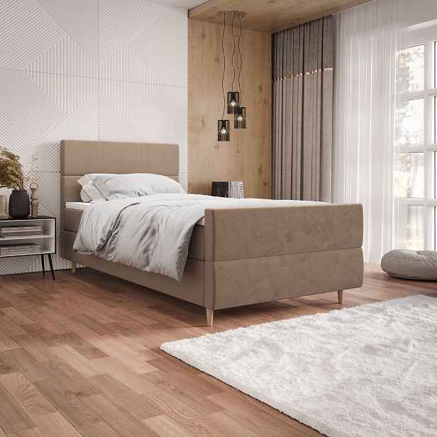 Kontinentální jednolůžková postel 100x200 ANGELES PLUS 1 - hnědá
