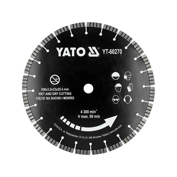 Kotouč 350 MM Pro Řezačku Betonu Cihlová Žula Za Mokra Za Sucha 80 M/s Yato