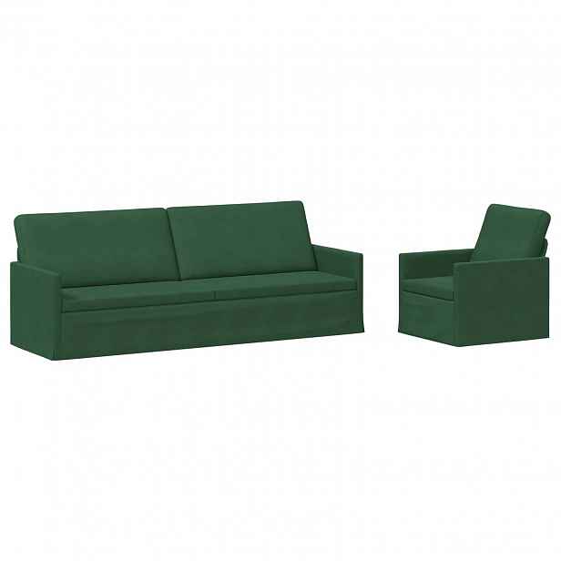 vidaXL Set pohovek 2 pcs Jungle Green Žebrovaná látka