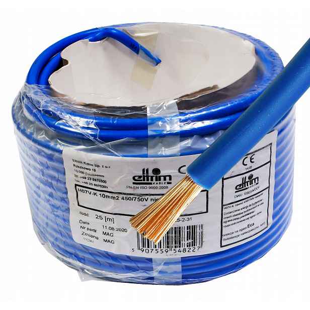 Kabel Lgy 1x 10 mm Cu modrý 25 m