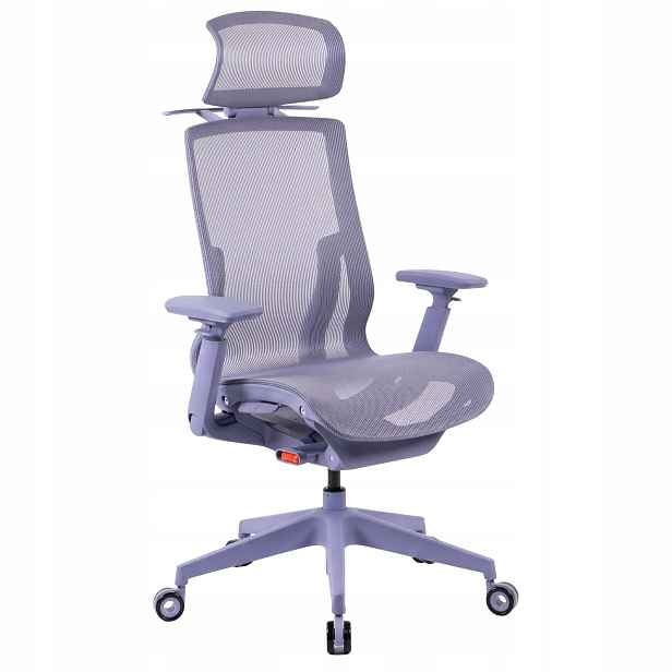 Křeslo k psacímu stolu fialové, síťované, Ergonomické, otočné, 3D područky