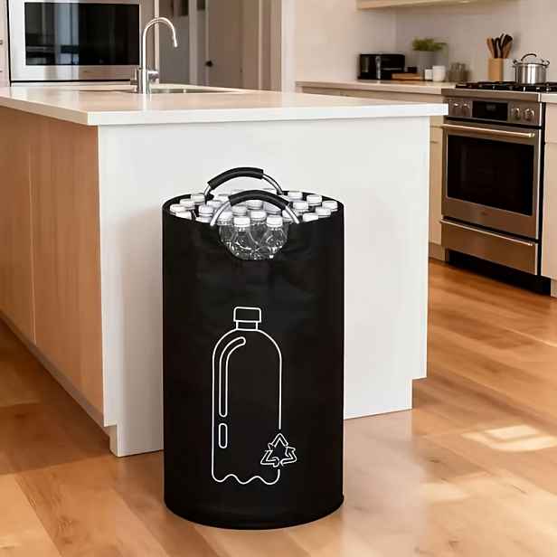 TEMU Extra velká skládací domácí recyklační koš - válcový horním otevíráním, multifunkční úložný koš na plastové lahve, prostorově úsporný skládací
