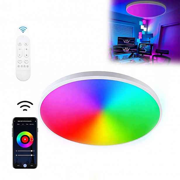 Lampa Stropní Svítidlo Led Rgb Bílá Cct 2700K-6500K Wifi Dálkový Ovladač Rf Aplikace